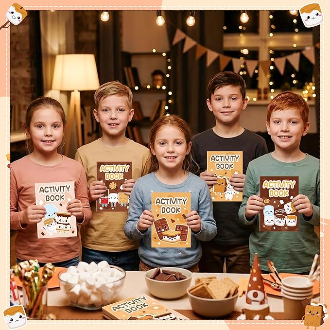 Marshmallow Activity Books for Kids-48 Pcs Marshmallow Mini Game Coloring Books Set Bulk Mazes Word Research Word Scramble Games for Birthday School DIY Activity Supplies Goodie Bags Stuffer