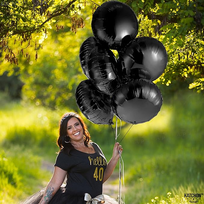 KatchOn, Big Black Balloons - 18 Inch, Pack of 6 | Foil Balloons for 2026 Graduation Decorations | Black Birthday Decorations | Mylar Balloon | Graduation Party Decorations | Grad Party Decoration