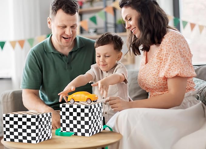 Titiweet Checkered Flag Wrapping Paper Roll- Mini Roll 17 Inches X 33 Feet - Race Car Wrapping Paper for Boys Girls, Cars Wrapping Paper for Birthday Christmas Holiday