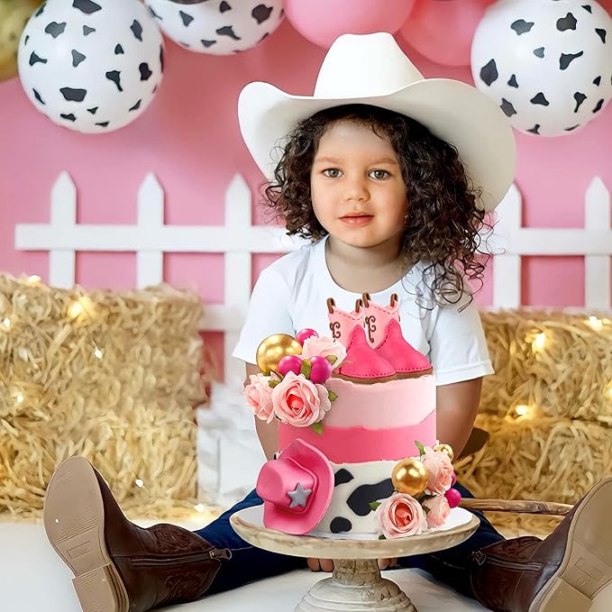 22PCS Cowgirl Cake Decorations Cowgirl Hat and Boot Cake Toppers Western Cowgirl Birthday Baby Shower for Western Theme Party Favors Supplies