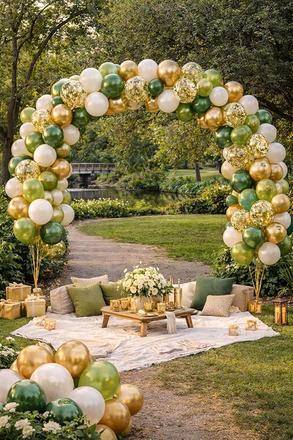 Sage Green Balloons Garland Kit 65 Pack – Boho Eucalyptus Green, Gold, White & Sand Latex Balloons for Baby Shower, Wedding, Bridal Shower, Birthday Balloon Arch Decorations