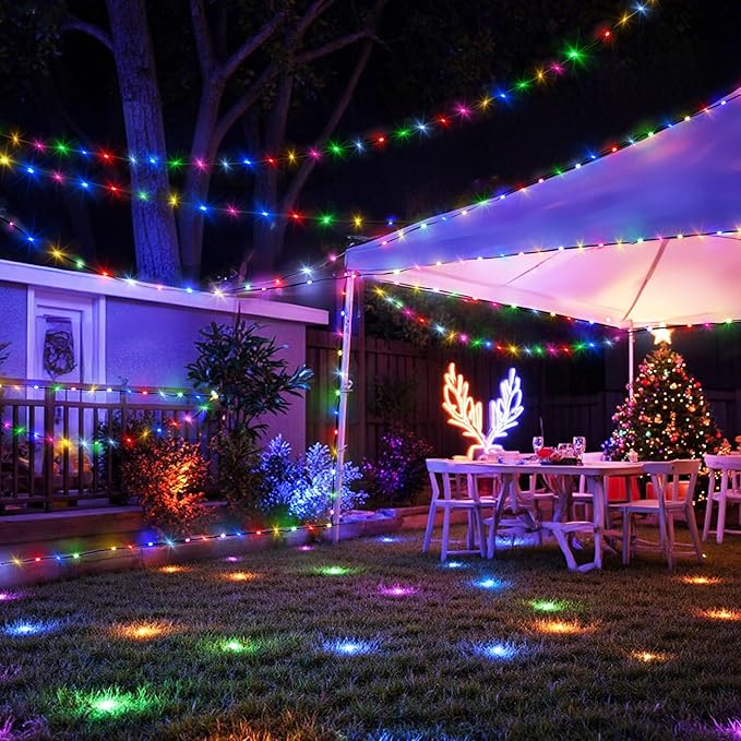 Larkvue 394FT 1200 LEDs Christmas Lights with Remote, Waterproof Dimmable 8 Modes Twinkle Fairy Rope String Lights with Timer for Xmas Tree-Multicolor