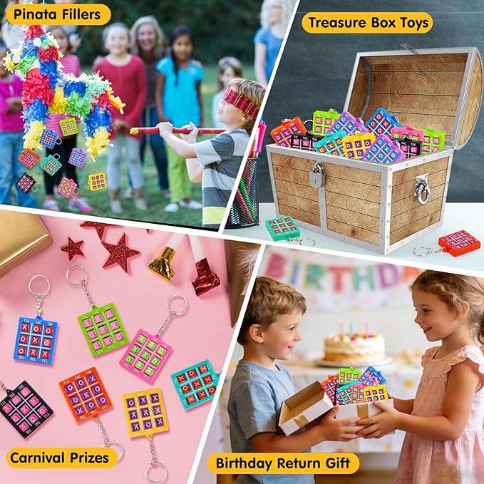 32PCS Tic Tac Toe Game Birthday Party Favors Goodie Bags Stuffers for Kids 3-5 4-8 8-12 Summer End of Year Student Gifts from Teacher Classroom Treasure Carnival Prize Box Return Gift Pinata Keychain