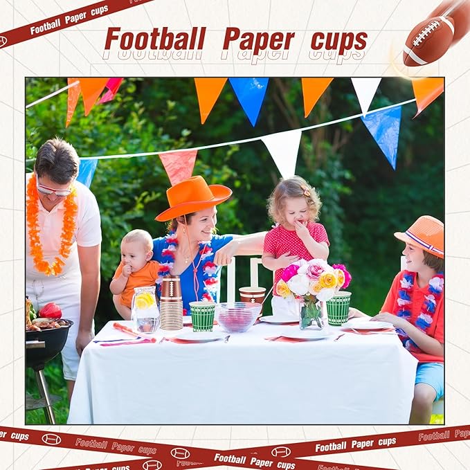 Cunhill 36 Pcs 9 oz Football Party Paper Cups Supplies Disposable Drinking Cups for Birthday Decorations Sport Picnics
