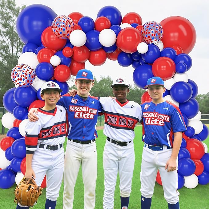 Amandir 153Pcs Red White and Blue Balloons Garland Arch Kit Different Sizes 18 12 10 5inch Latex Memorial Day 4th of July Balloons Patriotic Independence Nautical Birthday Graduation Party Decorations