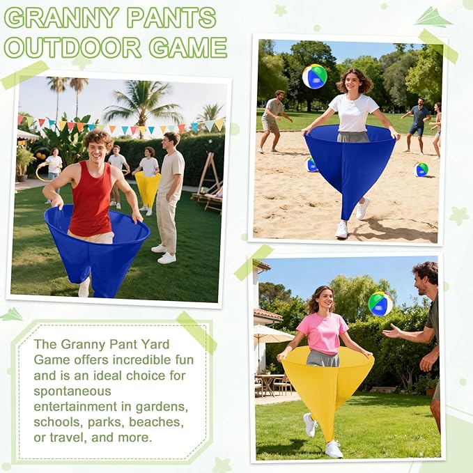 Granny Pants Yard Game Freaky Party Games Pants with Bouncy Balls and Air Pump Oversized Granny Pants Outdoor Game for Adults and Family Interactive Throwing Game for Group Gatherings