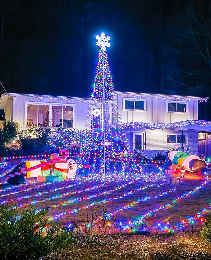 197FT 600 LED Christmas Lights Outdoor, Plug in Easter String Lights Waterproof, 8 Modes Green Wire String Twinkle Lights for Indoor Garden Patio Yard Party Holiday Decorations, Multicolor
