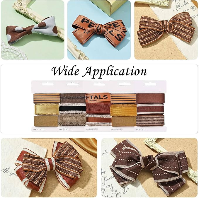 BEEFLYING 3 Styles Wire Edged Ribbons for Gift Wrapping, 25~28mm×2.7m Fabric Satin Ribbons for Wedding Party Decoration Hair Bows Flower Bounquet Sewing and Craft, 9 Yards