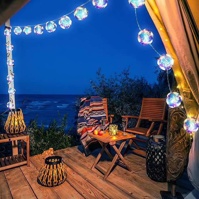AceList 20 LED Globe Disco Ball Mirror String Lights, 10ft USB&Battery Powered Fairy Lights, Eid Ramadan Decoration Lighting for Mother's Day Gifts, Tree Decor Outdoor Indoor Patio Party Garden