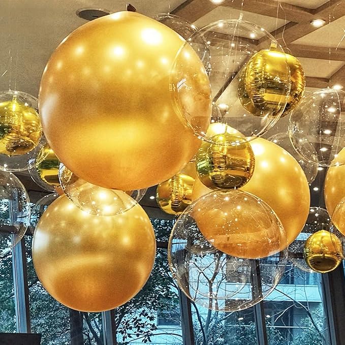 36 Inch Giant Latex Balloons, Pearl Gold Round Balloons for Birthdays Weddings Receptions Festival Party Decoration, Pack of 5 Pcs