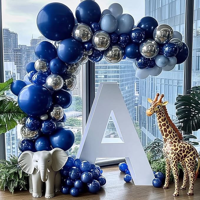 RUBFAC 135pcs Navy Blue Balloons Different Sizes 18 12 10 5 Inch for Garland Arch, Dark Blue Latex Balloon for Graduation Birthday Party Baby Shower Wedding Decorations
