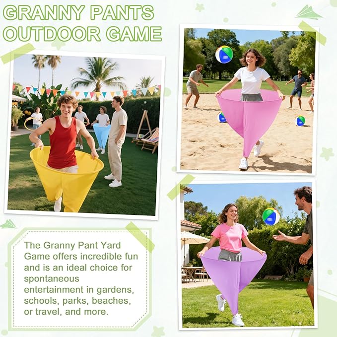 Granny Pants Yard Game Freaky Party Games Pants with Bouncy Balls and Air Pump Oversized Granny Pants Outdoor Game for Adults and Family Interactive Throwing Game for Group Gatherings