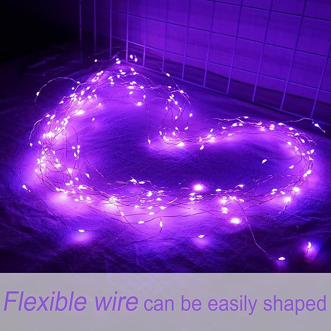SmilingTown Battery Operated Fairy String Lights 24 Pack 20 LED 7.2ft Starry Firefly Copper Wire for Wedding Party Table Centerpiece Halloween Christmas Decorations(Purple)