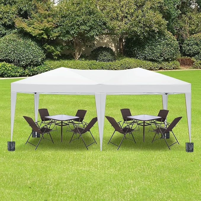 10x20 Pop Up Canopy Tents for Parties, Portable Outdoor Tent with Carry Bag & 4 Sandbags, for Wedding, Patio Events, Commercial, Birthday, Graduation (White, 10x20)