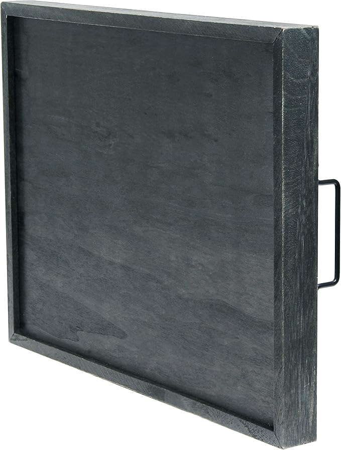 Elegant Designs HG2000-MBS Decorative Wood Serving Tray w/Handles, 15.50'' x 12'', Midnight Blue Wash ''Sweet Dreams''