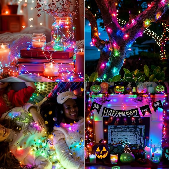 50Pack Fairy Lights Battery Operated, 7ft 20 LED 3 Modes Speed Twinkle Mini String Lights Waterproof Silver Wire Firefly Starry Lights for Mason Jars Wedding Party Christmas Decorations