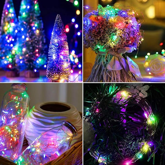 Aogist 4-Pack 16FT Fairy Lights with Spool,Ultra-Bright 50 LEDs Battery Operated Copper Wire String Light for Bedroom Christmas Wedding Centerpiece Parties Decoration,Multicolor