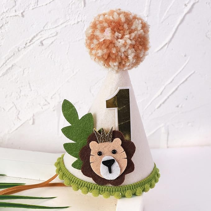 Lion Theme First Birthday Crown - Wild One Jungle Safari Decoration for Boys