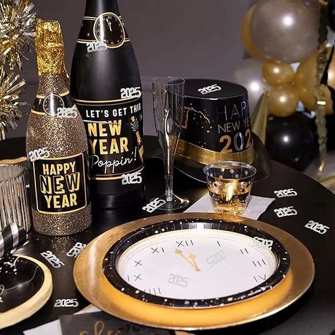 2025 Confetti 1.8 Ounces/750PCS New Year's Eve Glitter Table Confetti Centerpiece for New Years Graduation Decorations Class of 2025 Birthday Baby Shower Wedding (Silver)