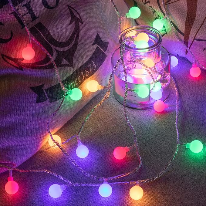 Ogrmar 49 ft 100 LED Globe Ball String Lights 8 Modes Fairy String Lights with Remote, Timer Function & Connectable for Indoor Outdoor Wedding Birthday Christmas Tree Garden Decor (100, Multicolor)