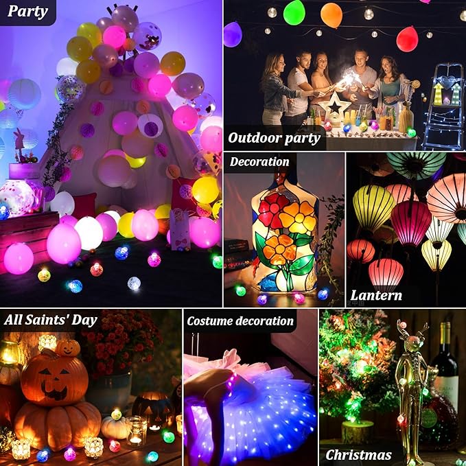 AIKEI 50pcs LED Balloon Lights,Mini Balls Lights,Long Standby Time Party Lamps,Waterproof for Paper Lantern Wedding Birthday Party Decoration Green