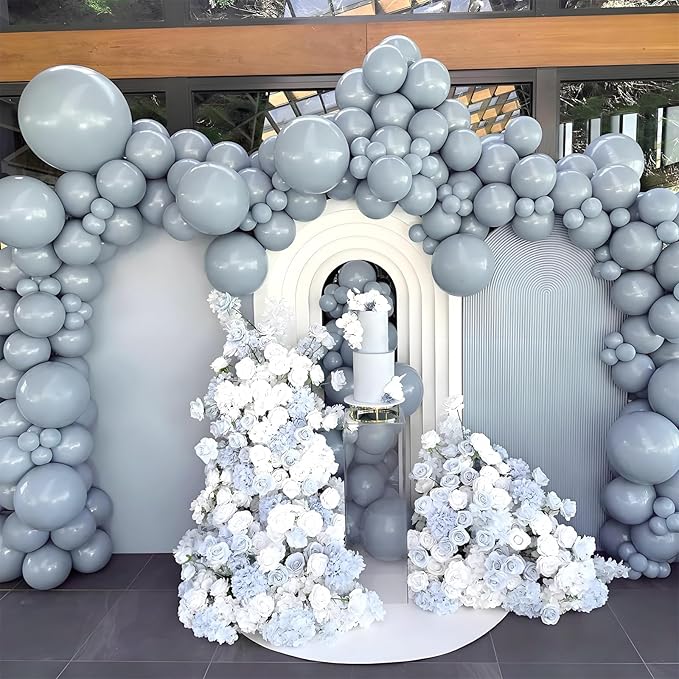 120pcs Dusty Blue Balloons, 18 12 10 5 inch Different Sizes Dusty Blue Balloon Arch Kit for Boho Gender Reveal Bridal Baby Shower Birthday Party Decorations
