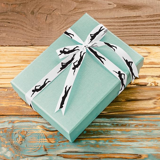 6 Rolls 3/8'' Swim Ribbons Swimming Team Ribbon for Wreath Bows DIY Crafts White Black Grosgrain Ribbons for Wrapping Swimming Team Birthday Party Home Decoration 18 Yards
