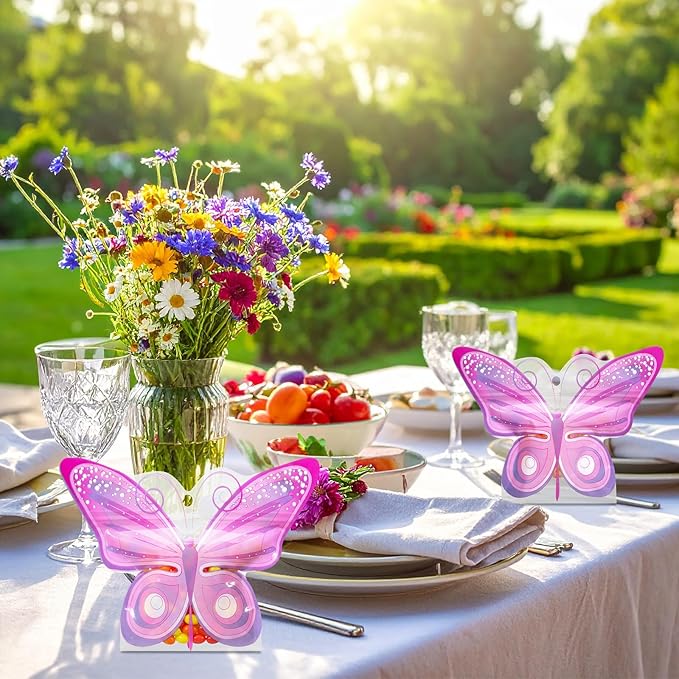 Resurhang 60 Pcs Butterfly Party Zipper Treat Bags Pink Food Goodie Gifts Bags Resealable Butterfly Themed Party Snack Candy Containers for Birthday Baby Shower Bridal Showers Supplies