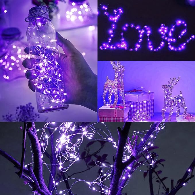24 Pack Fairy Lights - Battery Operated 7FT 20LED Waterproof Silver Wire Christmas Lights for Indoor/Outdoor Decorations
