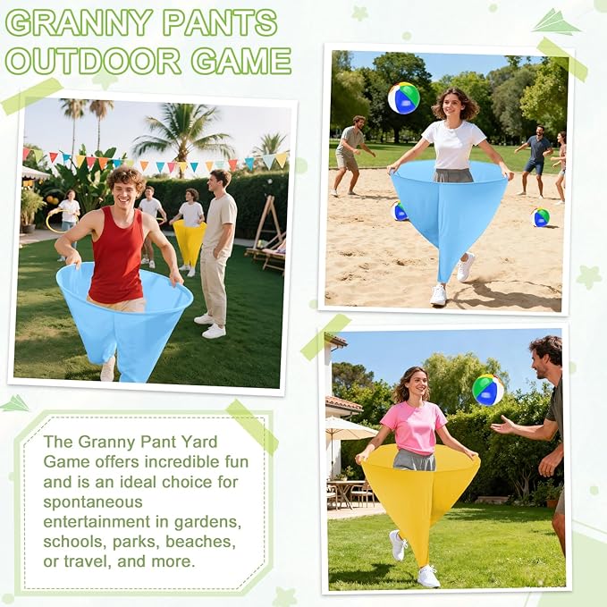 Granny Pants Yard Game Freaky Party Games Pants with Bouncy Balls and Air Pump Oversized Granny Pants Outdoor Game for Adults and Family Interactive Throwing Game for Group Gatherings