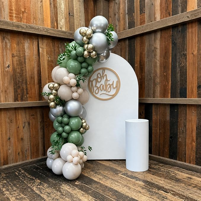 Sage Green Balloons, 60Pcs 12Inch Sage Green Sand White Metallic Gold Confetti Balloons for Boho Baby Shower Wedding Bridal Shower Engagement Birthday Party Decorations