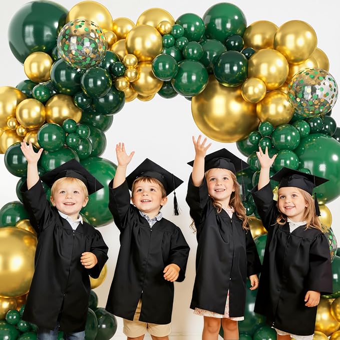 Ouddy Party 149Pcs Green and Gold Balloon Garland Kit Different Sizes 18 12 10 5Inch, 6Pcs 18” Metallic Green Gold Confetti for Graduation Balloons Class of 2026 Decorations Birthday Party Decor