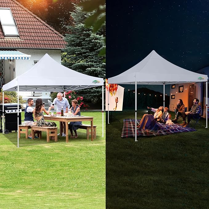 COBIZI 10x10 Pop Up Canopy with 4 Sidewalls, Canopy Tent 10x10 for Parties, Backyard, Commercial, Waterproof and Portable Instant Shelter UV50+ Outdoor Gazebo with 4 Sandbags(Pure White)