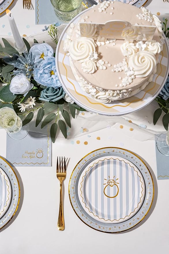 White/Tan Stripe Color Cake Stand for Celebrations by Emergency Confetti – Charming Tiered Display for Desserts at Birthdays, Weddings & Gatherings – Stylish & Thoughtful Presentation For Any Occasion