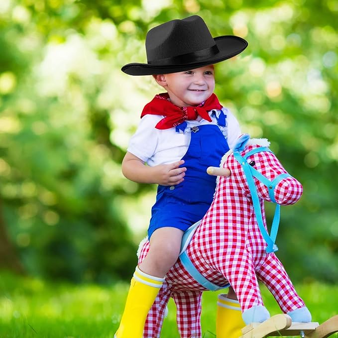 4 Pack Kids Cowboy Hat Felt Western Cowboy Hat Wide Brim Cowgirl Hat for Boys Girls Cosplay Party Costume Accessory