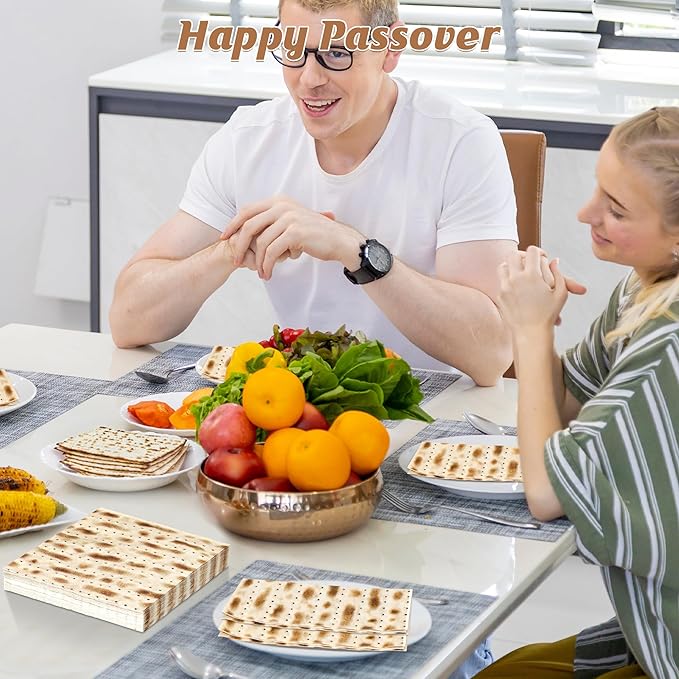 50Pcs Passover Decorations, 6.5" X 6.5" Seder Dinner Napkins, Disposable Passover Napkins, Seder Matzo Napkins Pesach Table Decorations for Jewish Festival Kitchen Table Party Supplies