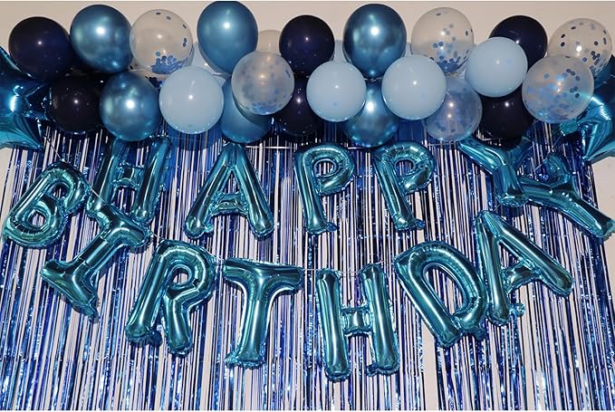 10th Birthday Decorations for Boys 10 Balloon Number 10th Birthday Banner Blue Streamers 10 Year Old Boy Birthday Decorations