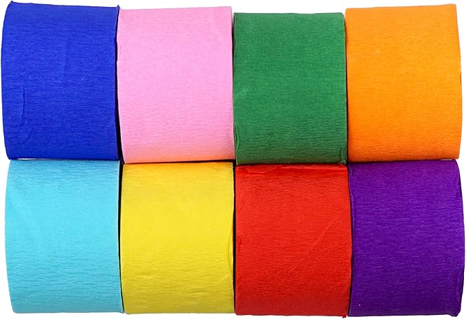 8 Rolls Crepe Paper Streamers, 8 Color Streamers 656 Ft, Rainbow Party Decorations, Streamers for Party Decorations, Birthday Decorations, Baby Shower, Wedding (1.8 in x 82 ft/Roll)