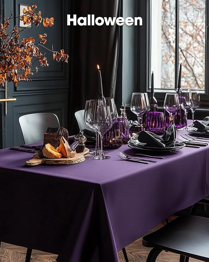 Pureegg Plastic Table Cloth Disposable 6 Pack, 54 x 108 Inch Table Cloths, Halloween Party Decorations, Summerween Decor, Halloween Tablecloths, Rectangle, Plastic Cover, Waterproof, Purple