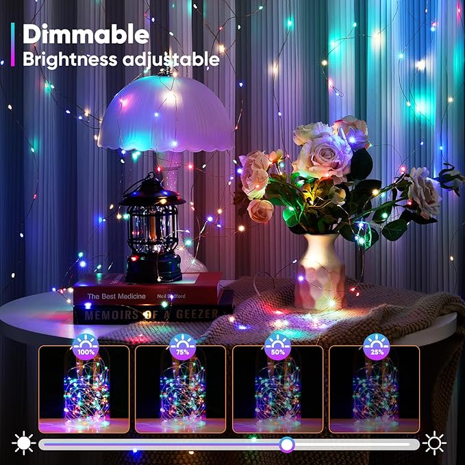 Ariceleo 2 Pack 65.6 Ft. Battery Operated Outdoor String Lights with Remote & Timer, LED Multi Color Fairy Lights, Waterproof Twinkle Lights for Bedroom, Dorm, Mason Jar, Wedding, Party, Christmas