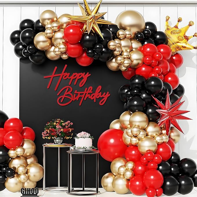 Happy Birthday Sign for Backdrop - Red Felt 'Happy Birthday' Letter Sign for Balloon Arch Backdrop Decorations - 1 Count, Unisex, All Ages, Men, Women