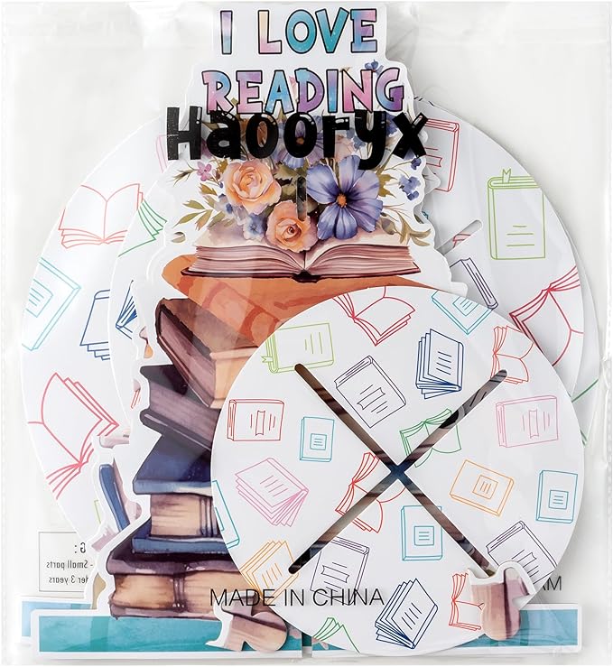 Haooryx Cupcake Dessert Display Stand - 2 Pcs 3 Tier I LOVE READING Watercolor Cupcake Dessert Table Display Tower Cardboard Cake Holder Serving Tray Baby Shower Birthday Tea Party Decoration Supplies