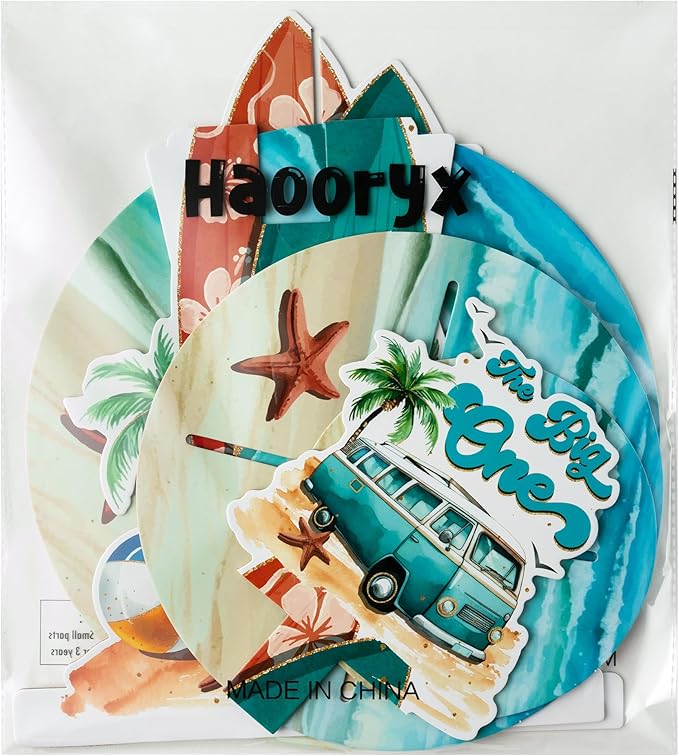 Haooryx Beach Surfboard Cupcake Stand - 3 Tier Seaside Surfboards Cupcake Tower Cardboard Dessert Holder Pastry Platter for Summer Beach Pool Party Birthday Baby Shower Party Table Decoration Supplies