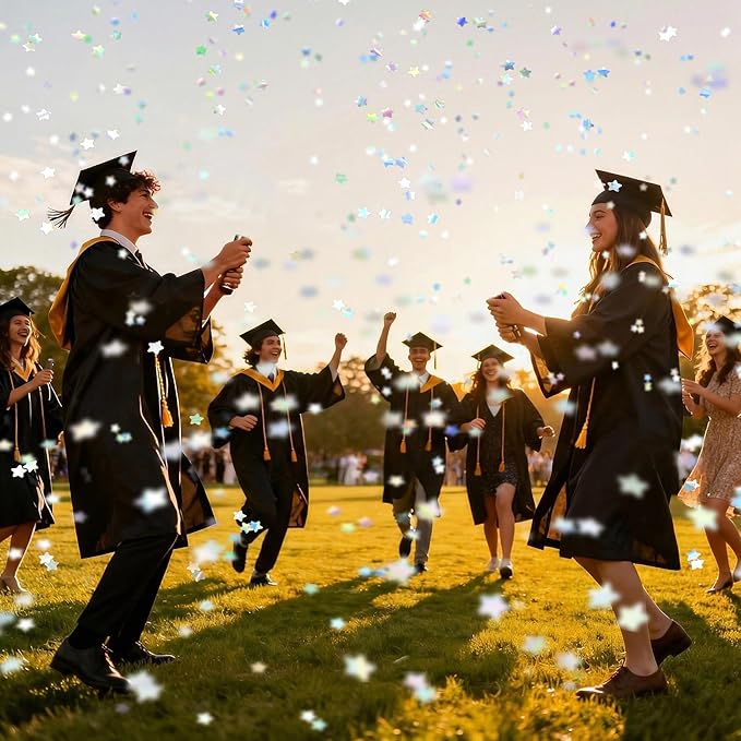 8 PCS Party Confetti Poppers Silver Stars Confetti for Wedding Birthday Graduation Baby Shower Anniversary Christmas New Year's Party Supplies