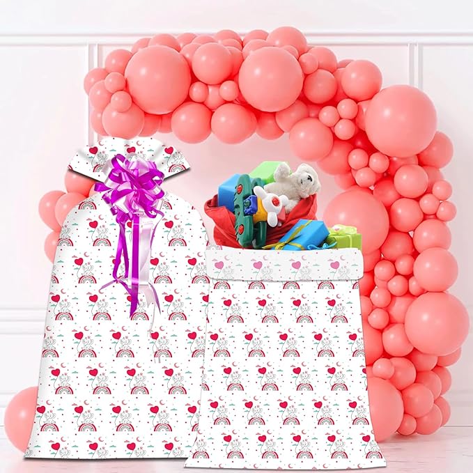 OILCUP 2 Pcs Large Gift Bags Jumbo Gift Bags for Giant Gift, 48"x 36" Oversized Plastic Storage Bags Cute Bags with 2 Pcs Pull Bows for Huge Birthday Presents Baby Shower Child's Gender Reveal Party