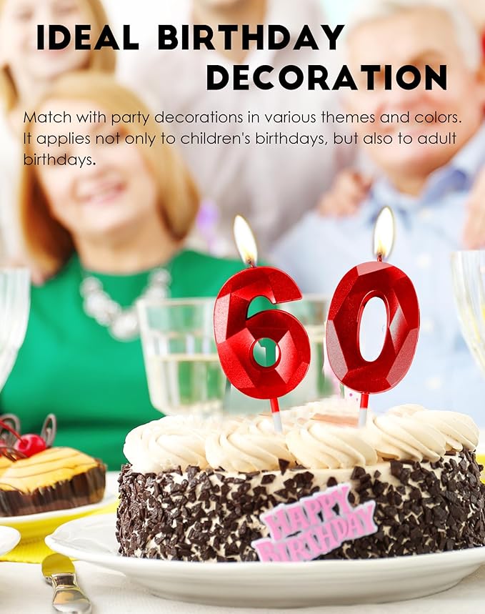 Number 4 Candles,4th Birthday Candles,Red Happy Birthday Candle for Cake,3D Design Cake Topper Decorations for Girl Women Pet Birthday Party Wedding Anniversary Celebration Supplies