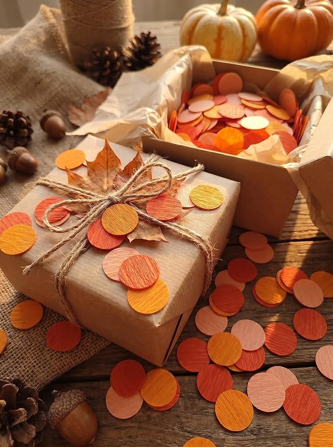 Ombre Orange Table Confetti for Fall Autumn Thanksgiving Harvest Orange Wedding Paper Confetti Baby Shower Birthday Party Decorations 1000 Count
