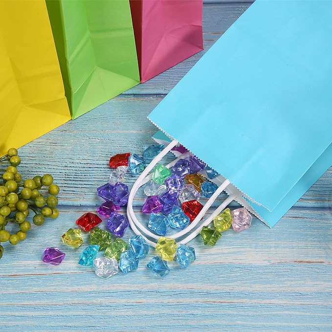 Kraft Paper Bags Rainbow Party Favor Gift Bags 6 Colors with Handles for Wedding, Baby Shower, Birthday Party Supplies (30)