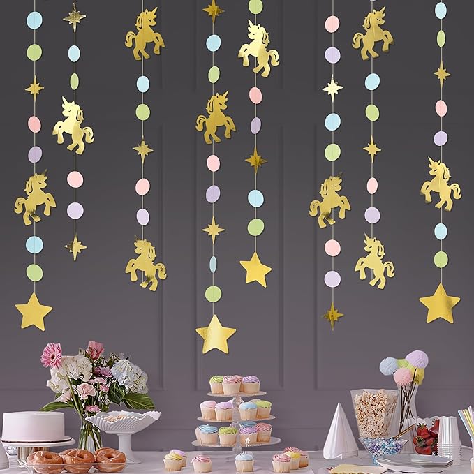 Cheerland Unicorn Garland Unicorn Party Decorations Rainbow Unicorn Birthday Decorations Magical Unicorn Streamers Pastel Girl First Bday Baby Shower Banner Hanging Wall Toddler Party Decoration 4pcs