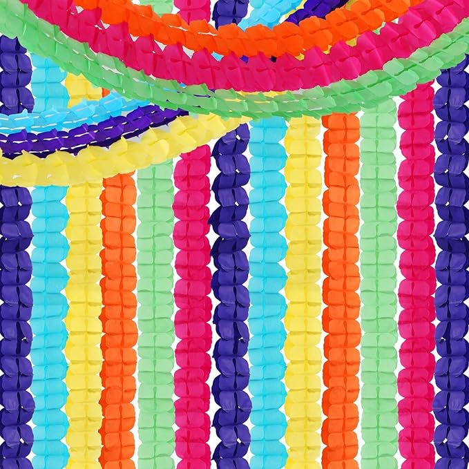 Rainbow Mexican-Theme Party-Decorations Streamers Garland - 157Ft Colorful Birthday Supplies Four-Leaf Clover Hanging Banner,Hot Pink Orange Green Yellow Purple Blue Summer Baby Shower Decor Hugtmr